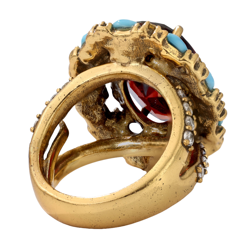 NE-RG-0063 Silver Red Center Stone Multicolor Statement Ring
