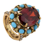 NE-RG-0063 Silver Red Center Stone Multicolor Statement Ring