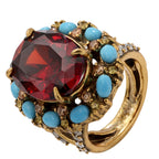 NE-RG-0063 Silver Red Center Stone Multicolor Statement Ring