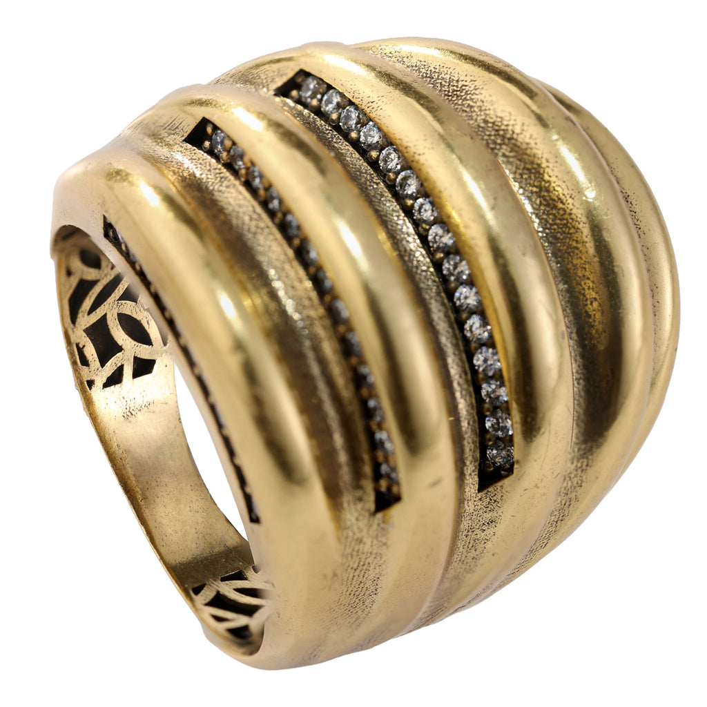 Layered Pavé Curve Statement Ring