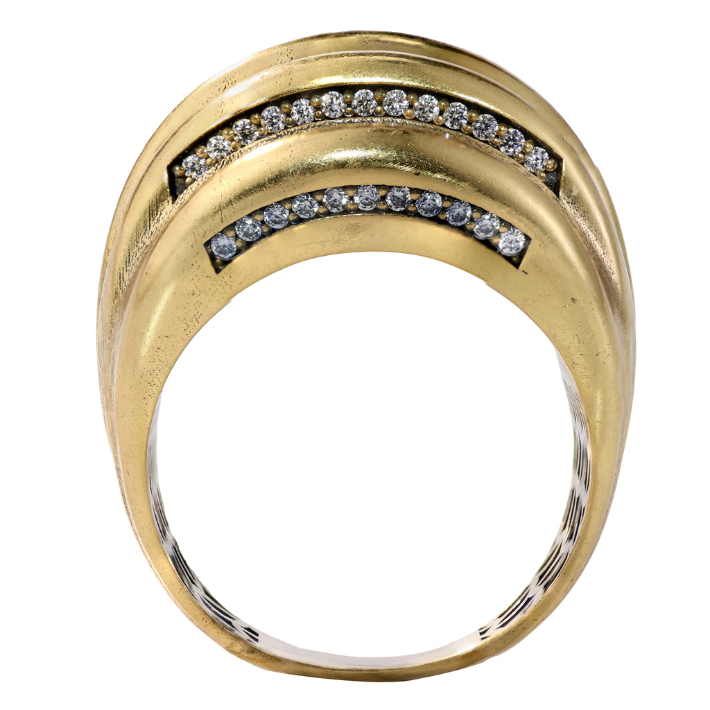 Layered Pavé Curve Statement Ring
