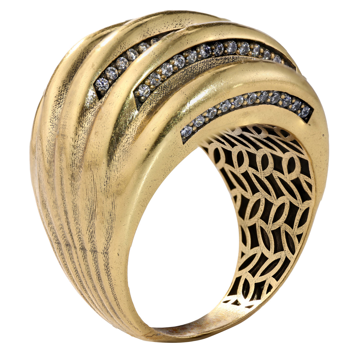 Layered Pavé Curve Statement Ring