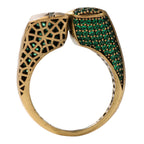 Green Pavé Sculptural Wave Ring