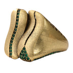 Green Pavé Sculptural Wave Ring