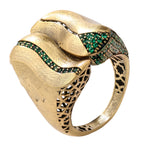 Green Pavé Sculptural Wave Ring