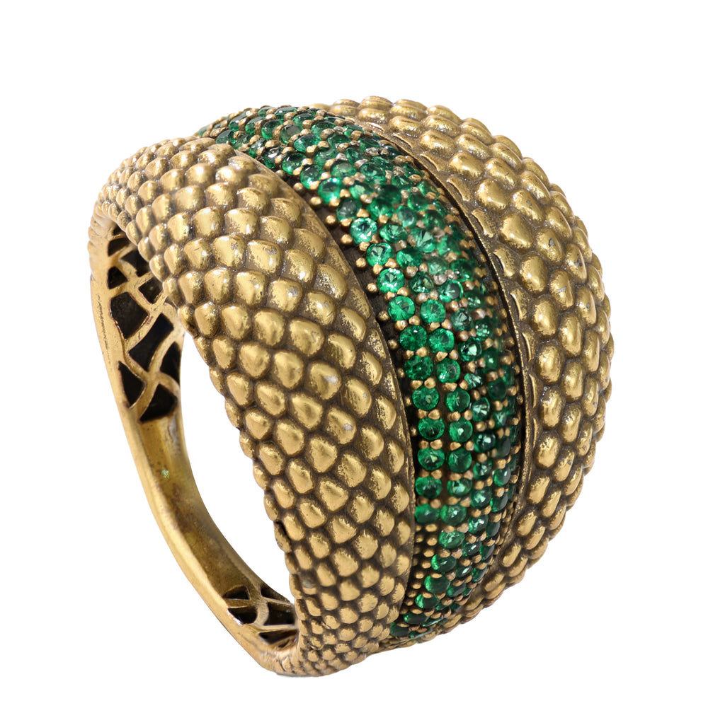 Textured Green Pavé Statement Ring