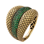Textured Green Pavé Statement Ring