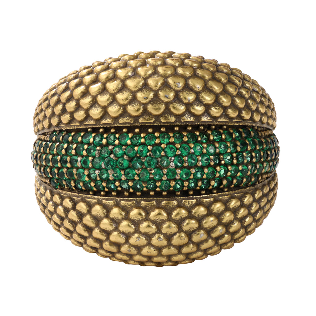 Textured Green Pavé Statement Ring