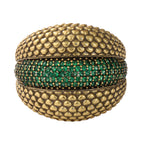 Textured Green Pavé Statement Ring