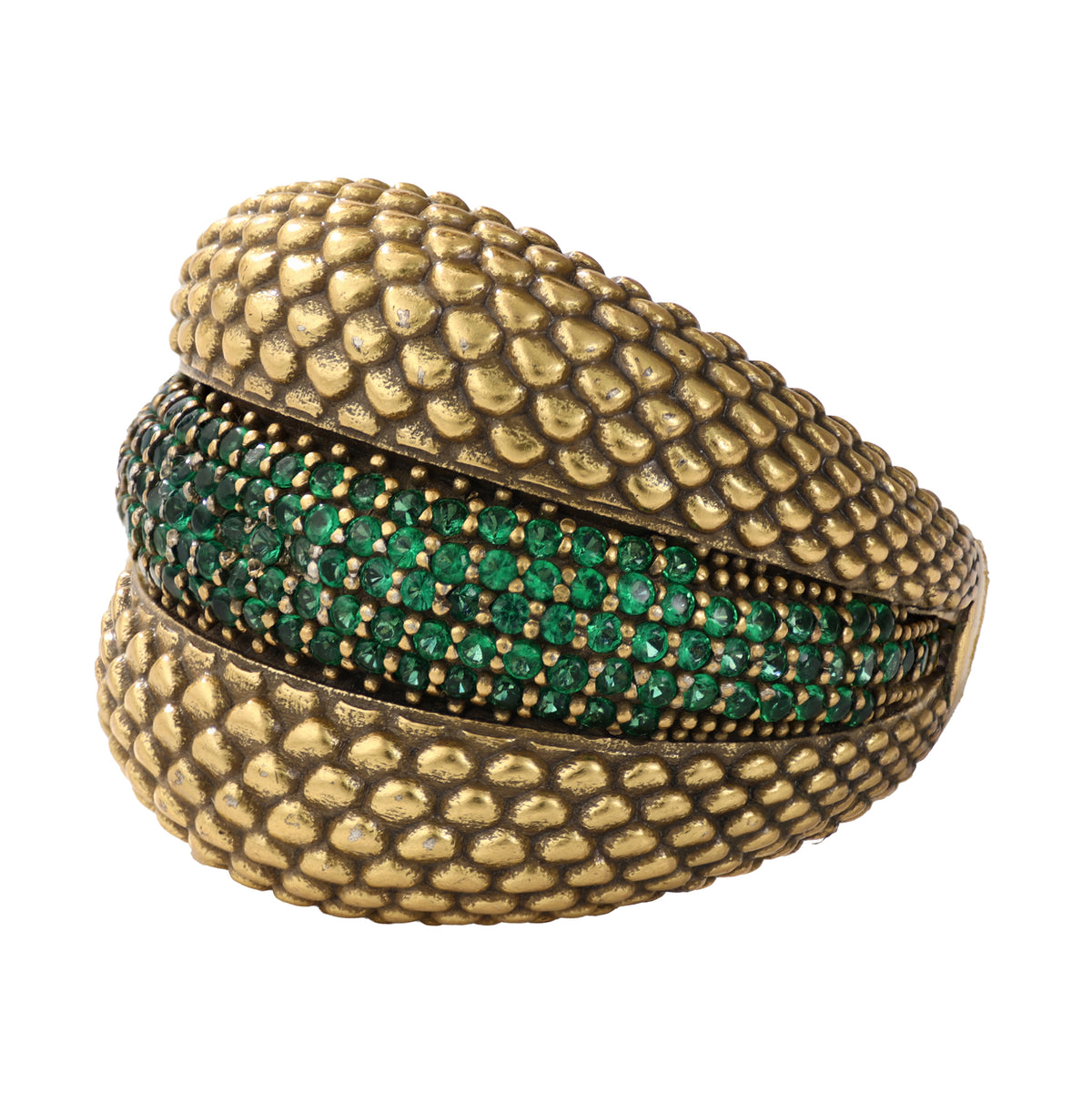 Textured Green Pavé Statement Ring