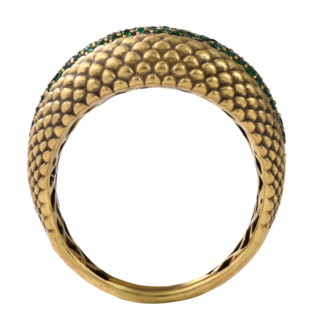 Textured Green Pavé Statement Ring