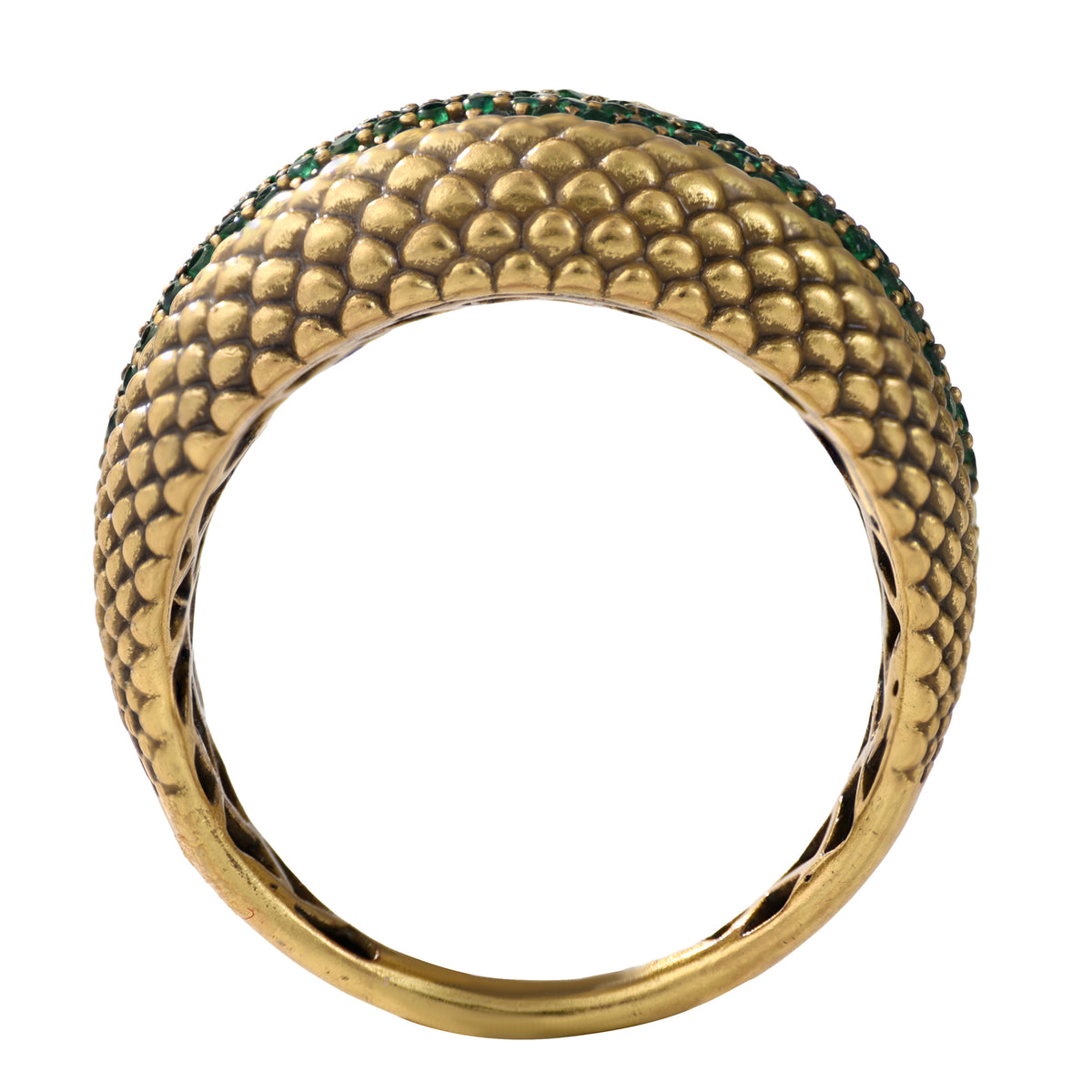 Textured Green Pavé Statement Ring