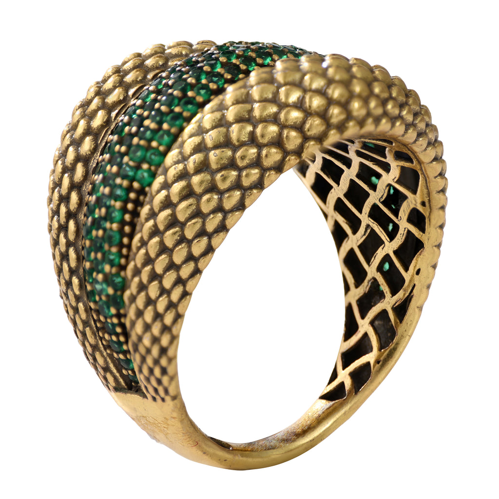 Textured Green Pavé Statement Ring