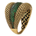 Textured Green Pavé Statement Ring