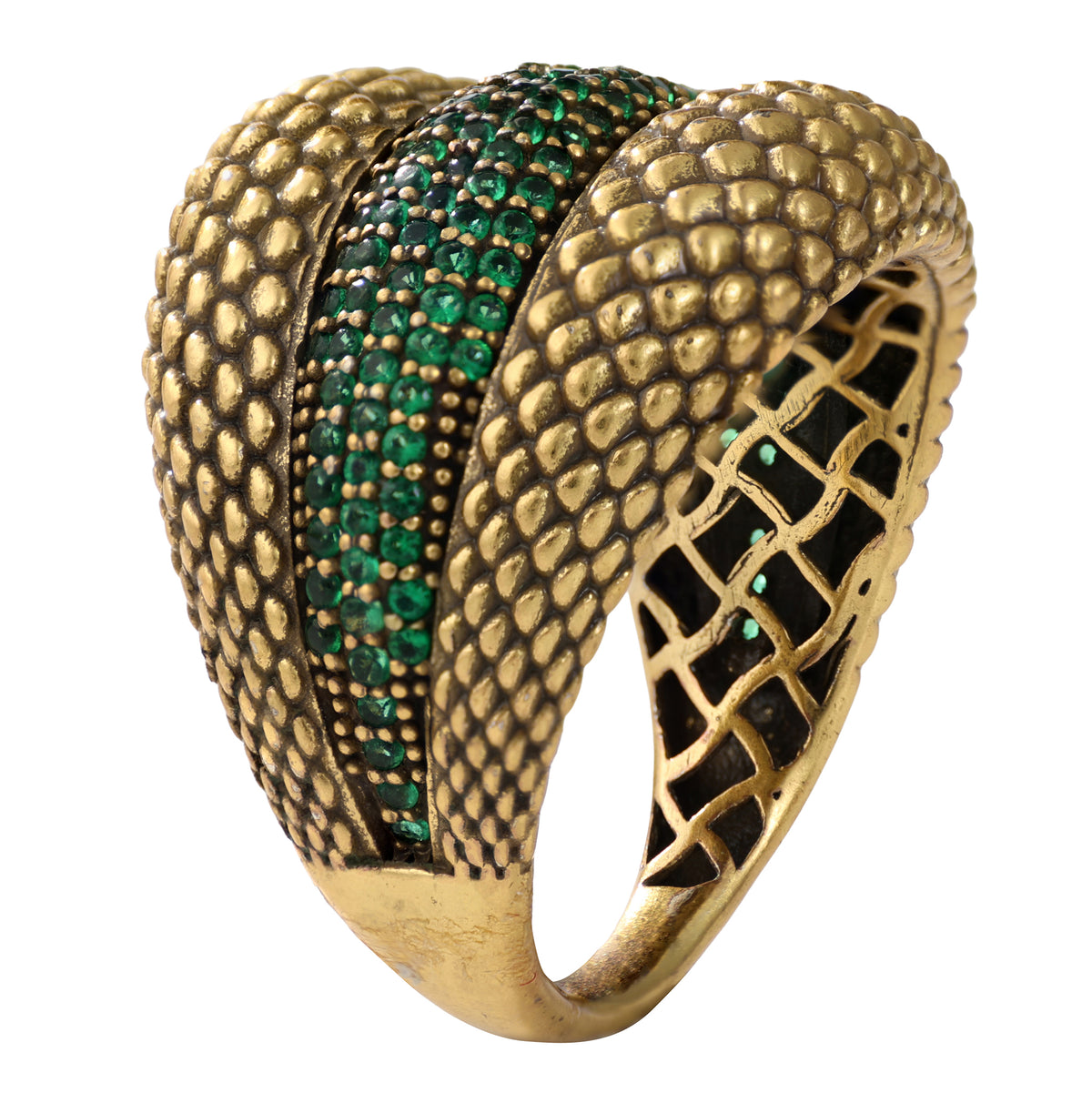 Textured Green Pavé Statement Ring