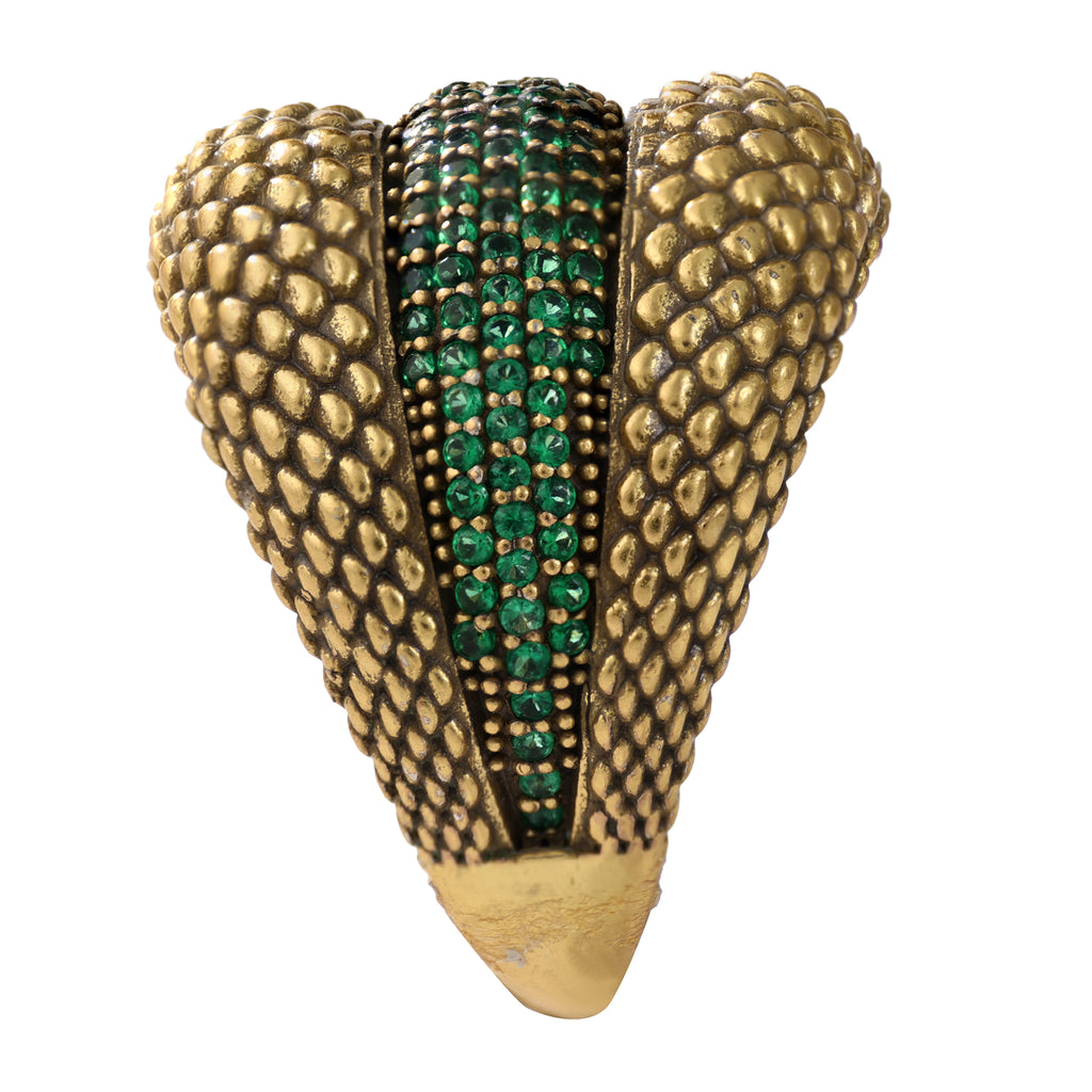 Textured Green Pavé Statement Ring