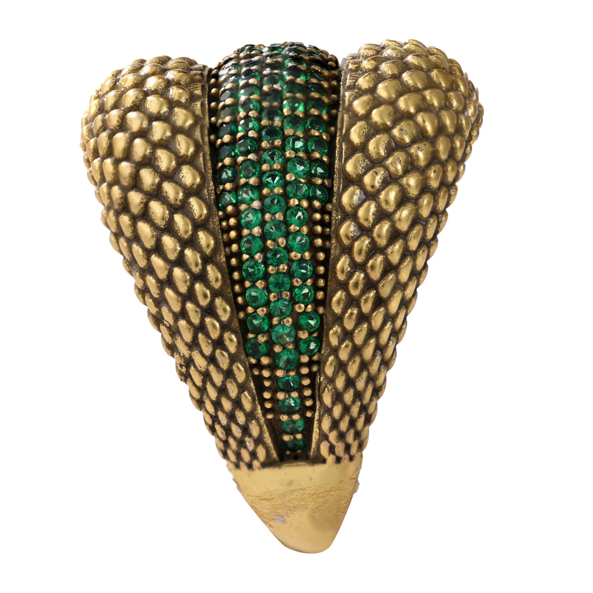 Textured Green Pavé Statement Ring