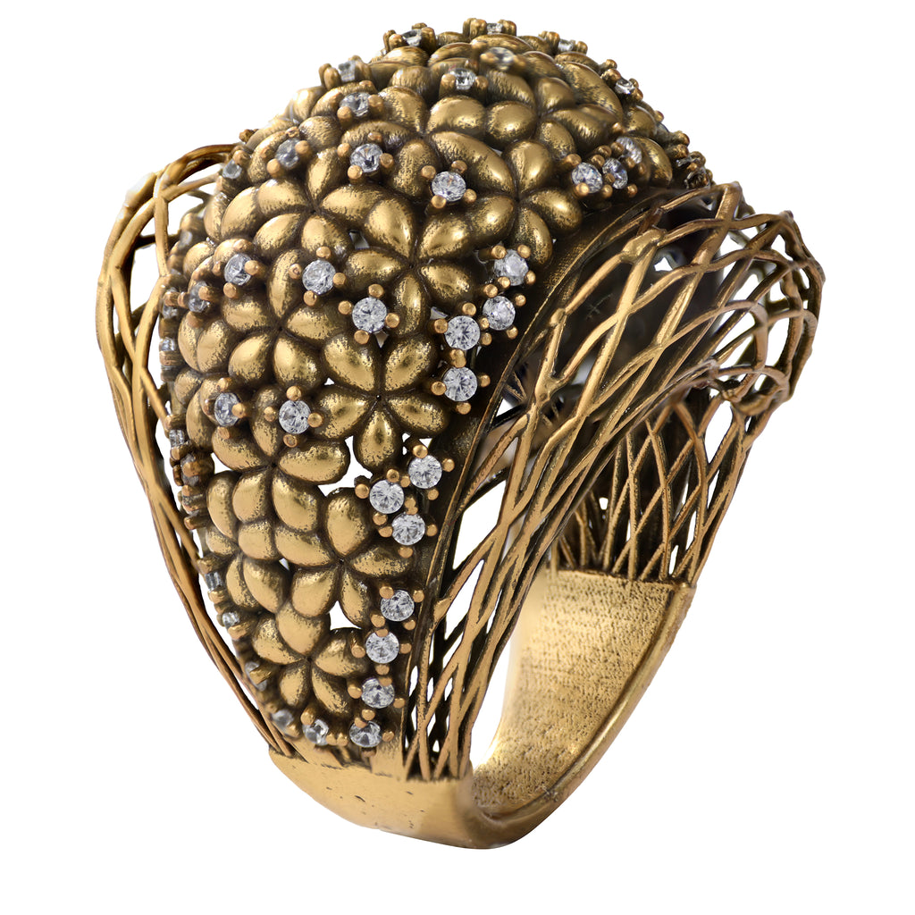 Floral Openwork Statement Ring