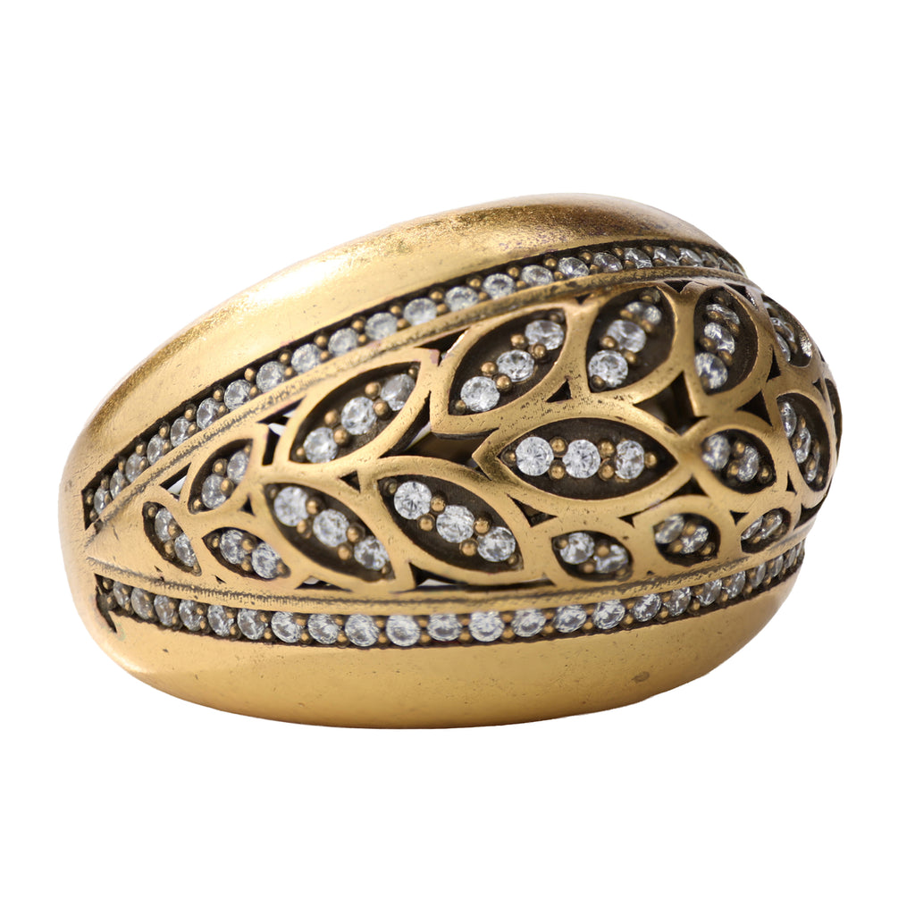 Leaf Motif Pavé Statement Ring
