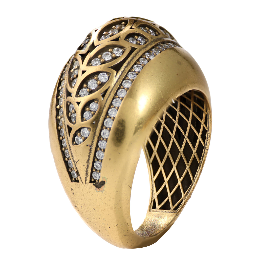 Leaf Motif Pavé Statement Ring