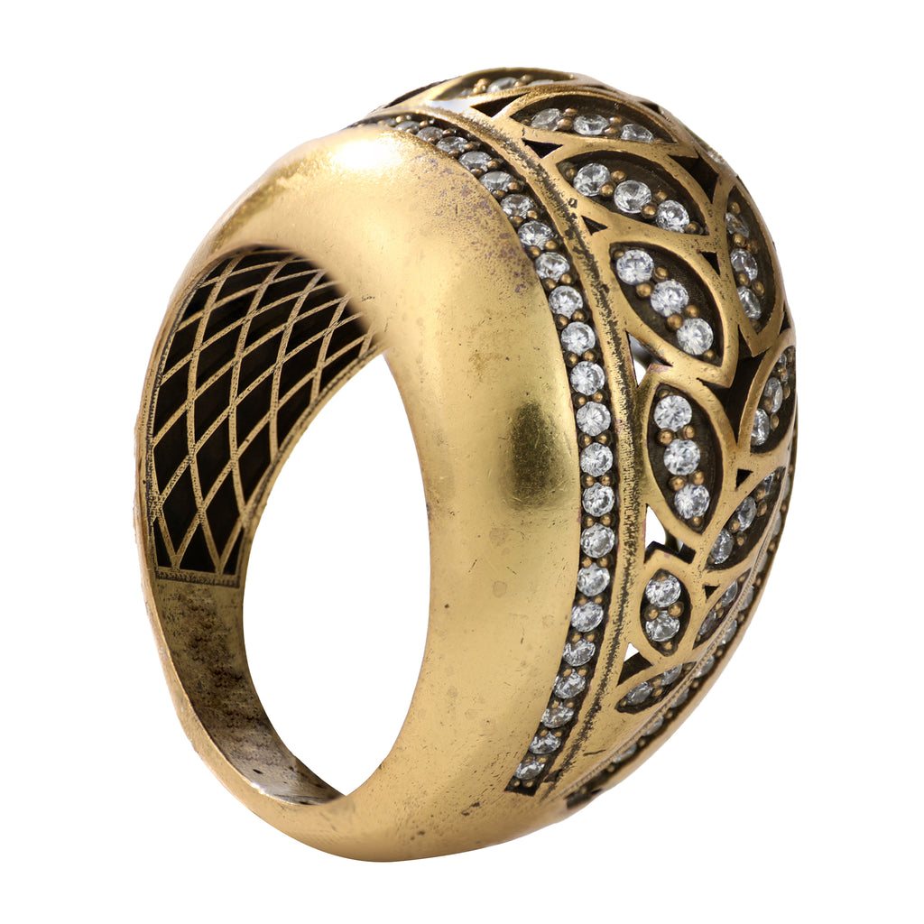 Leaf Motif Pavé Statement Ring