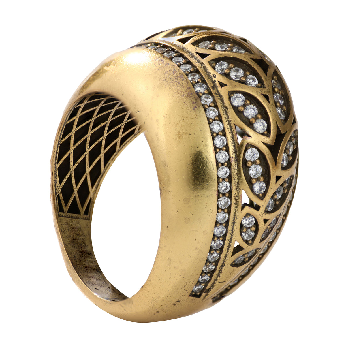 Leaf Motif Pavé Statement Ring