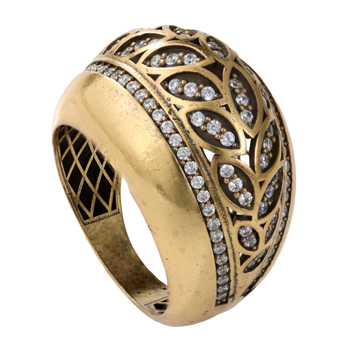 Leaf Motif Pavé Statement Ring