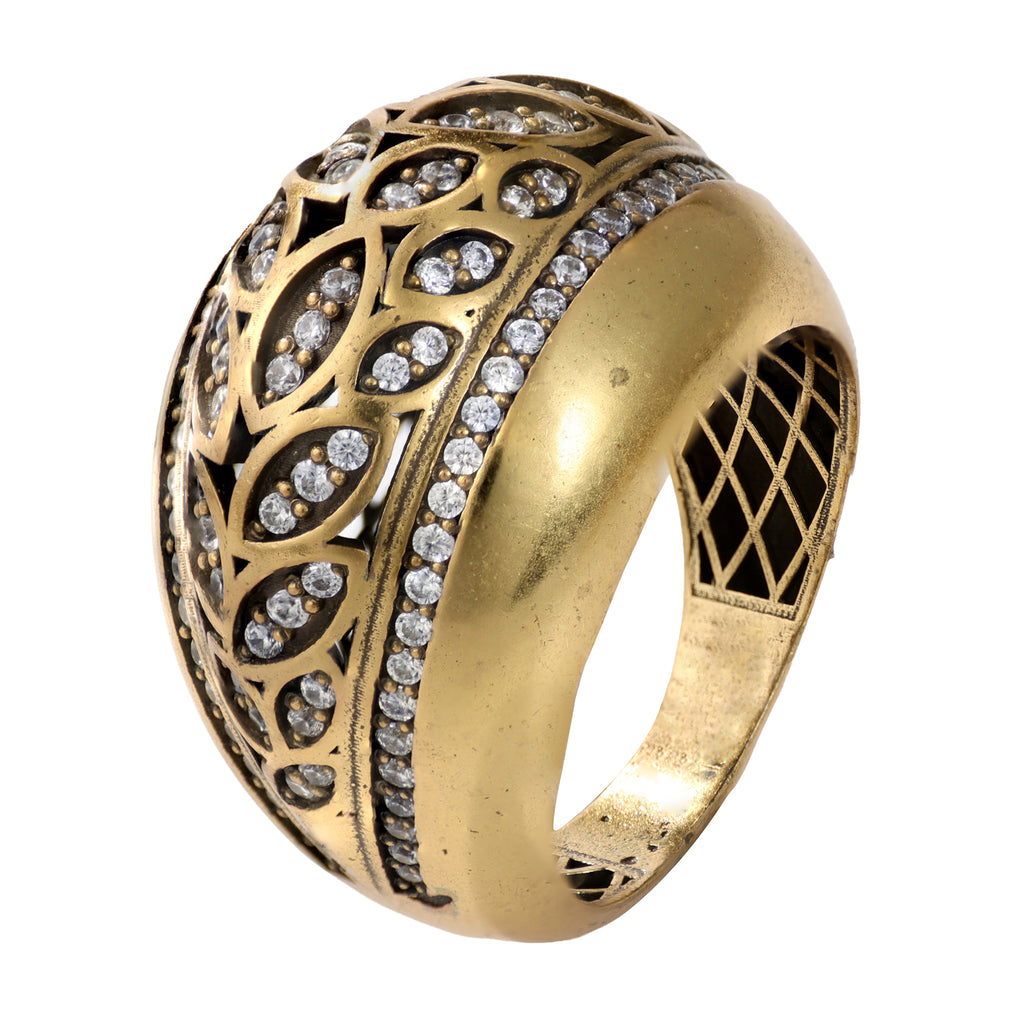 Leaf Motif Pavé Statement Ring