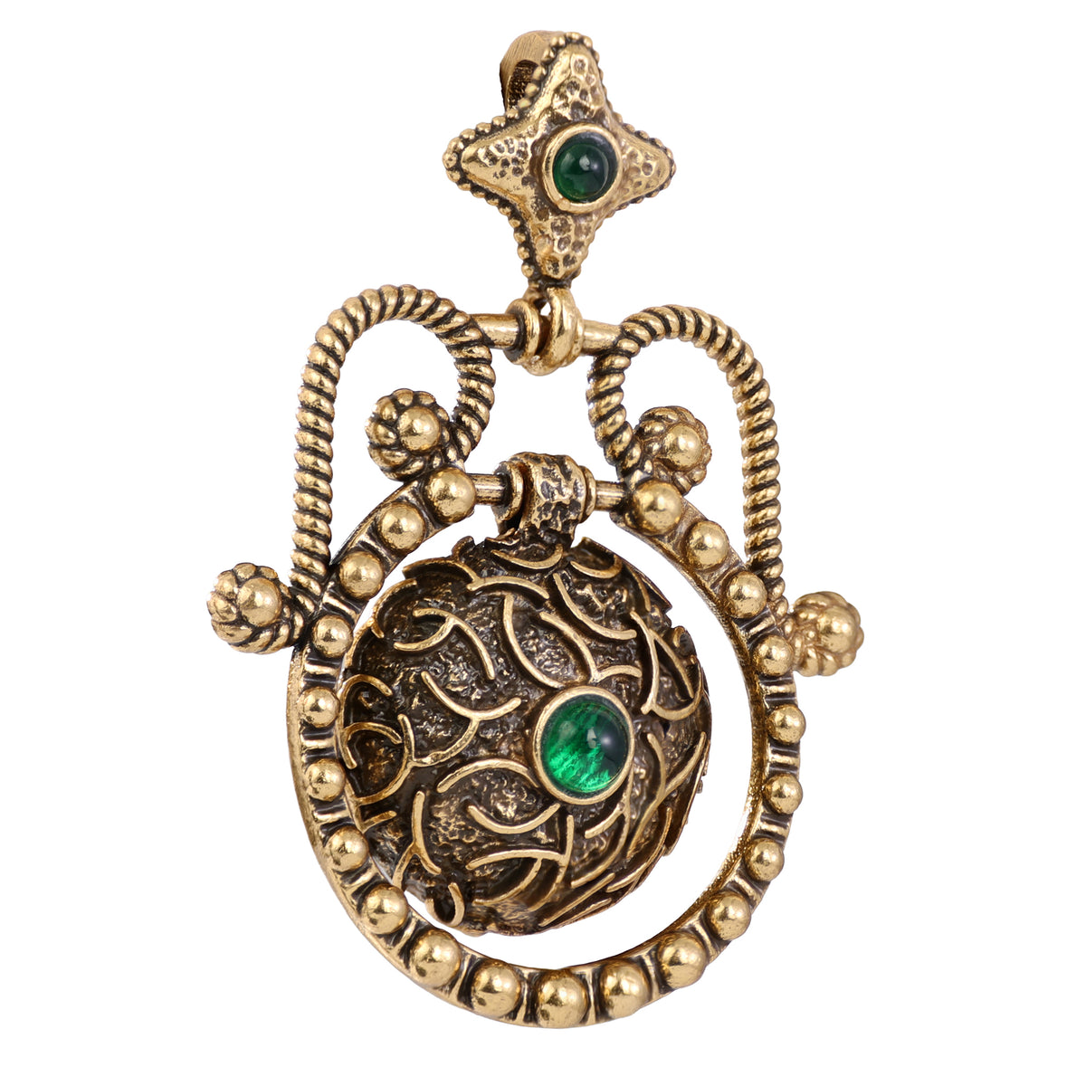 Green Stone Orb Statement Pendant