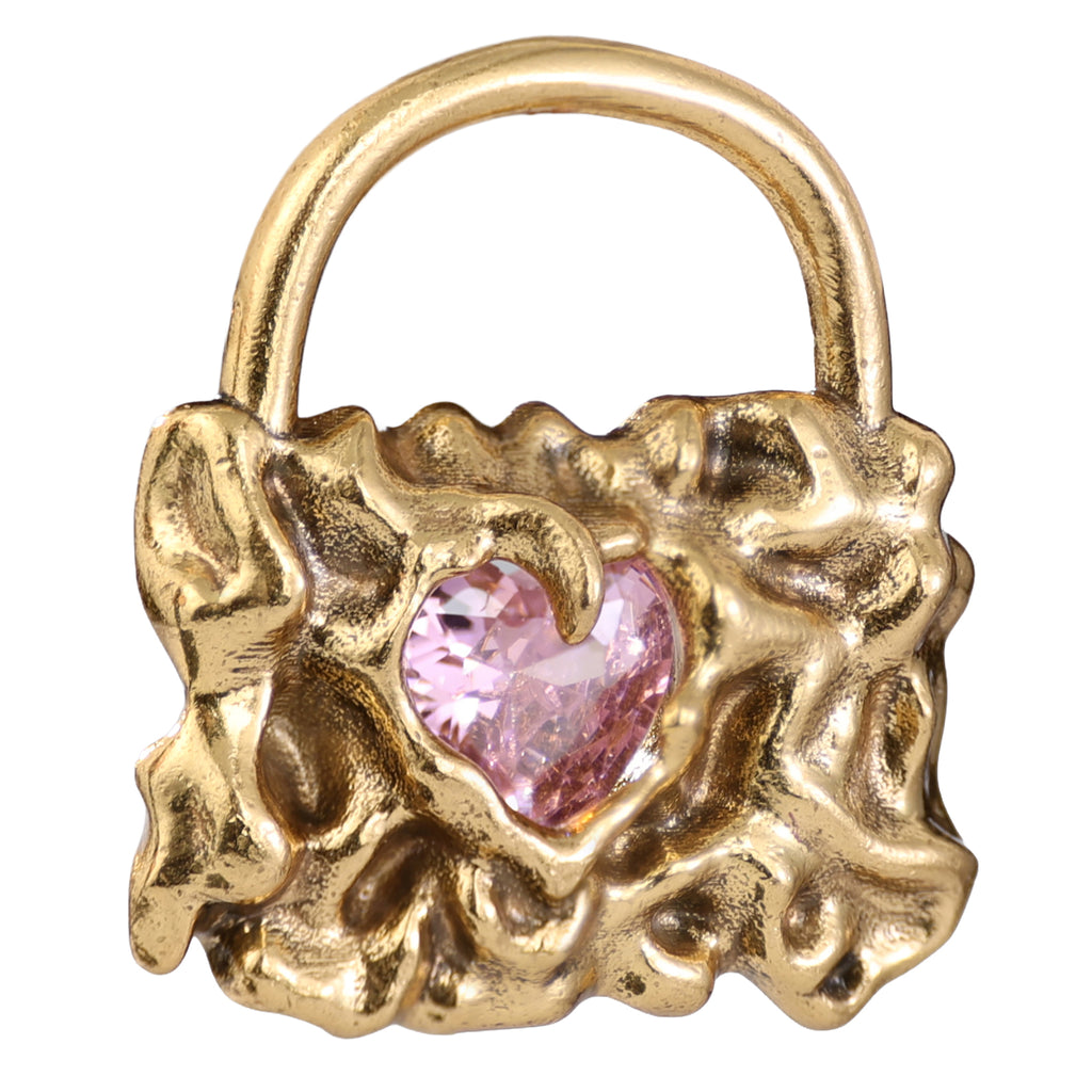 Pink Heart Padlock Pendant