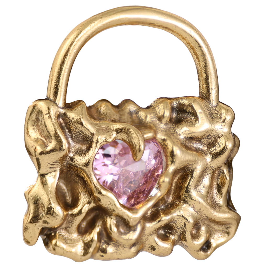 Pink Heart Padlock Pendant