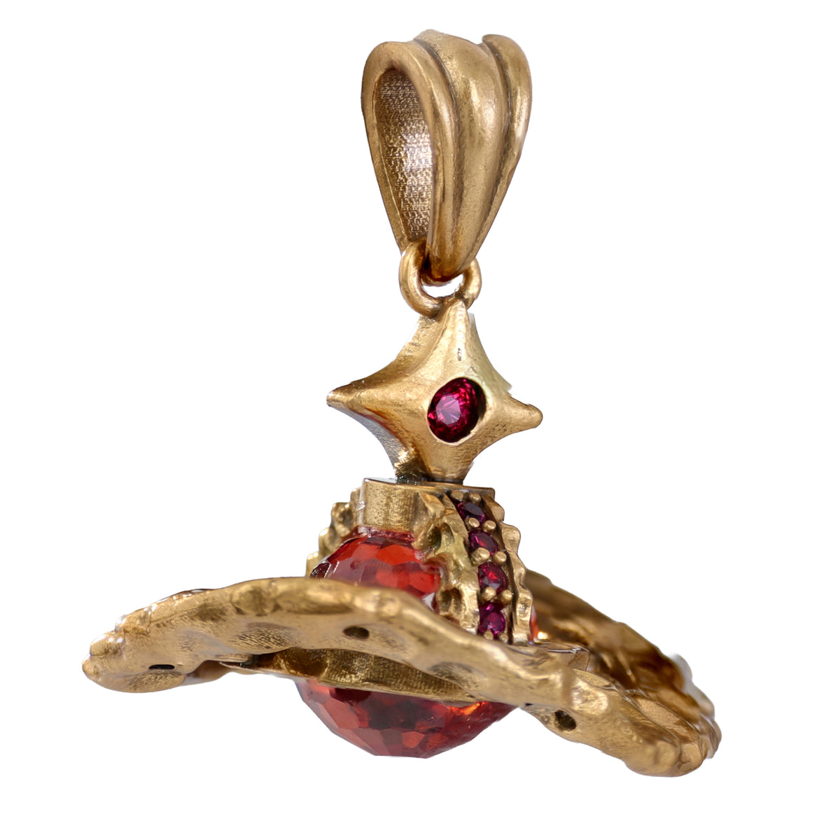 Red Stone Saturn Statement Pendant