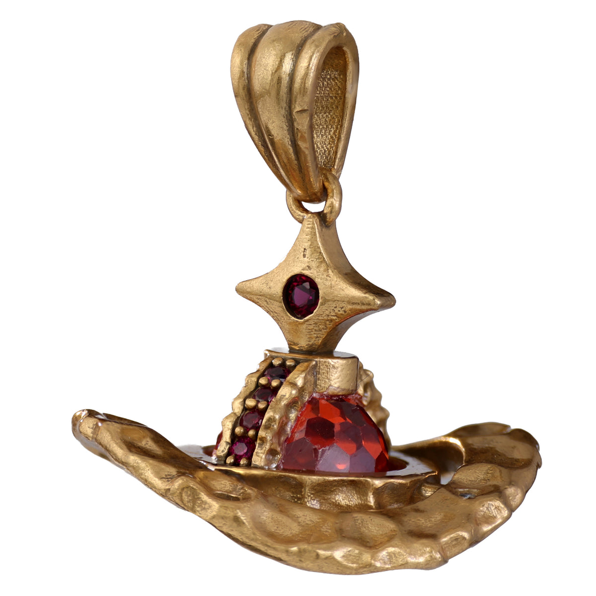 Red Stone Saturn Statement Pendant