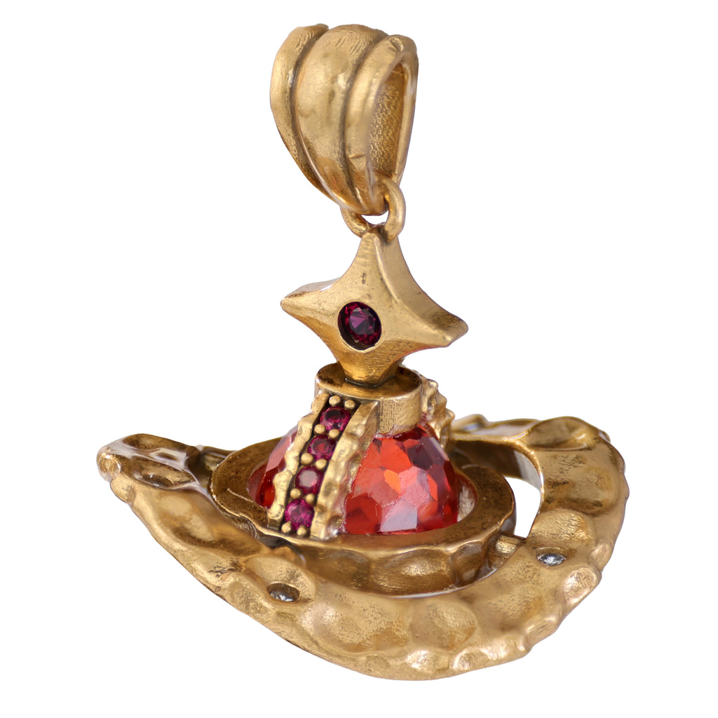 Red Stone Saturn Statement Pendant