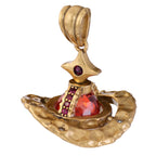 Red Stone Saturn Statement Pendant