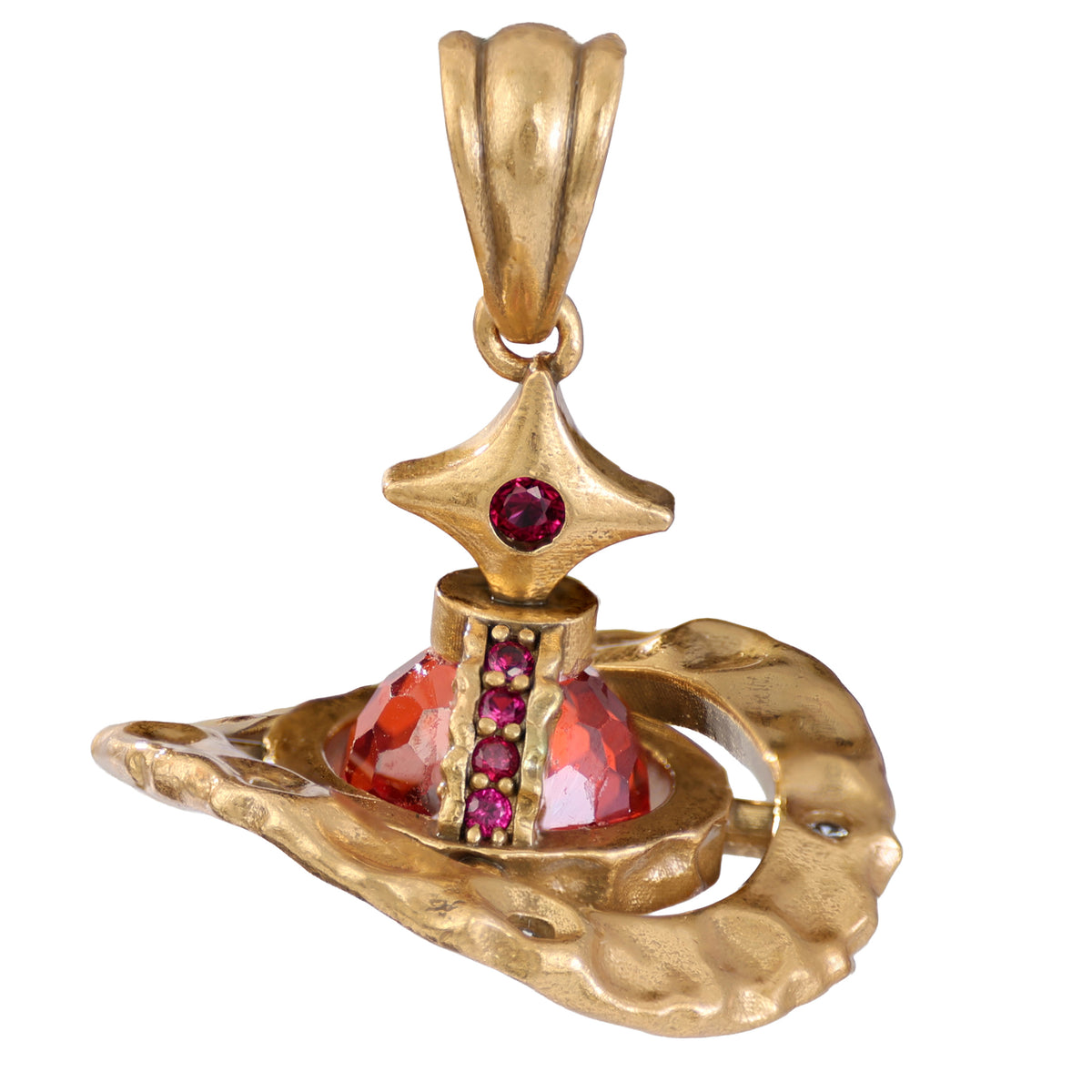 Red Stone Saturn Statement Pendant