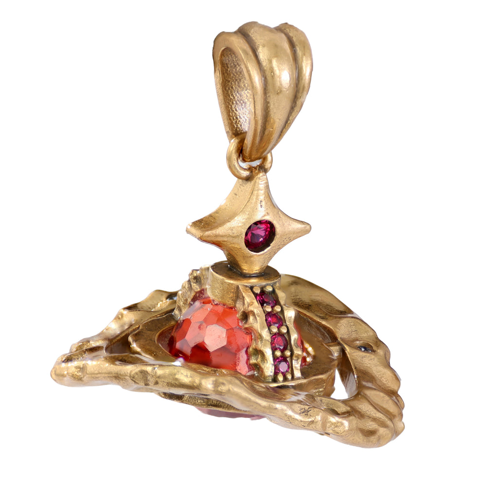Red Stone Saturn Statement Pendant