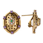 Celestial Gemstone Oval Stud Earrings