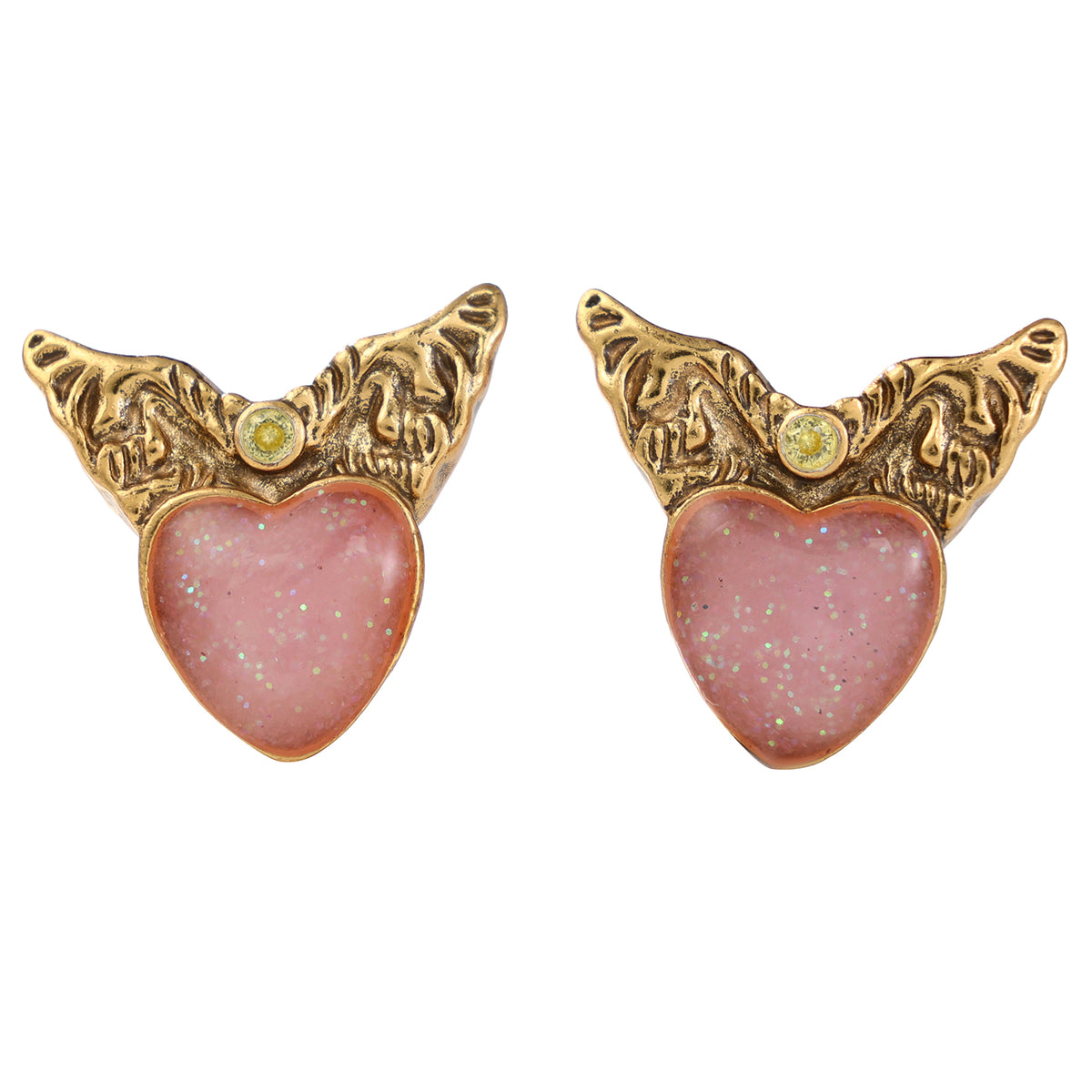Winged Heart Stud Earrings