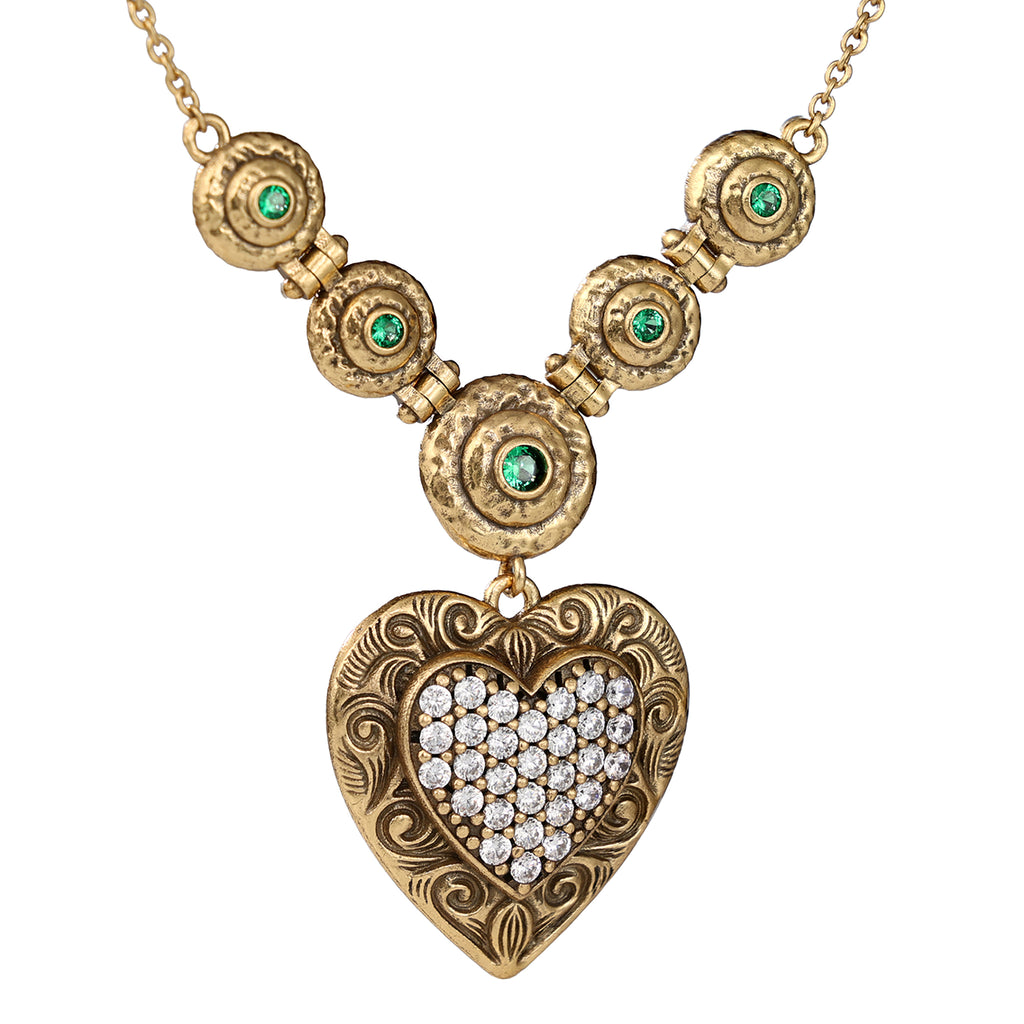 Pavé Heart Medallion Necklace