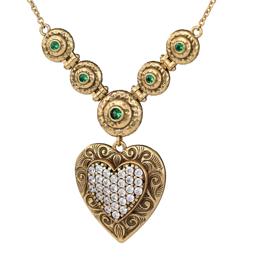 Pavé Heart Medallion Necklace