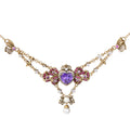 Purple Heart Bow Drop Necklace