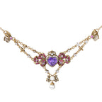 Purple Heart Bow Drop Necklace