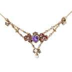 Purple Heart Bow Drop Necklace