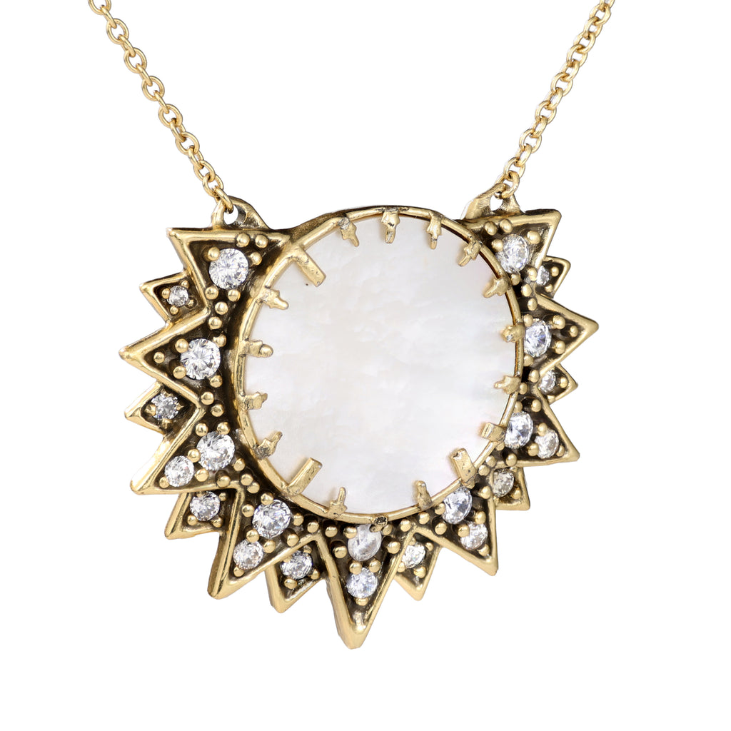 Mother-of-Pearl Style Sunburst Necklace