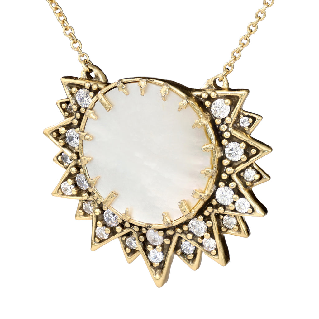 Mother-of-Pearl Style Sunburst Necklace
