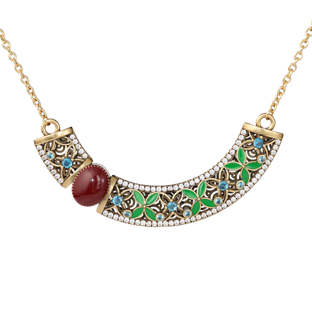 Botanical Gemstone Collar Necklace