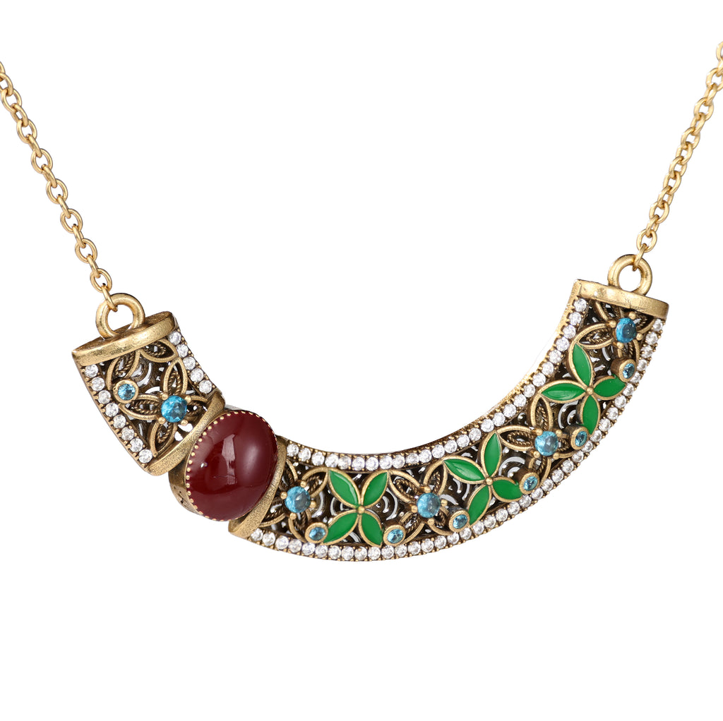 Botanical Gemstone Collar Necklace