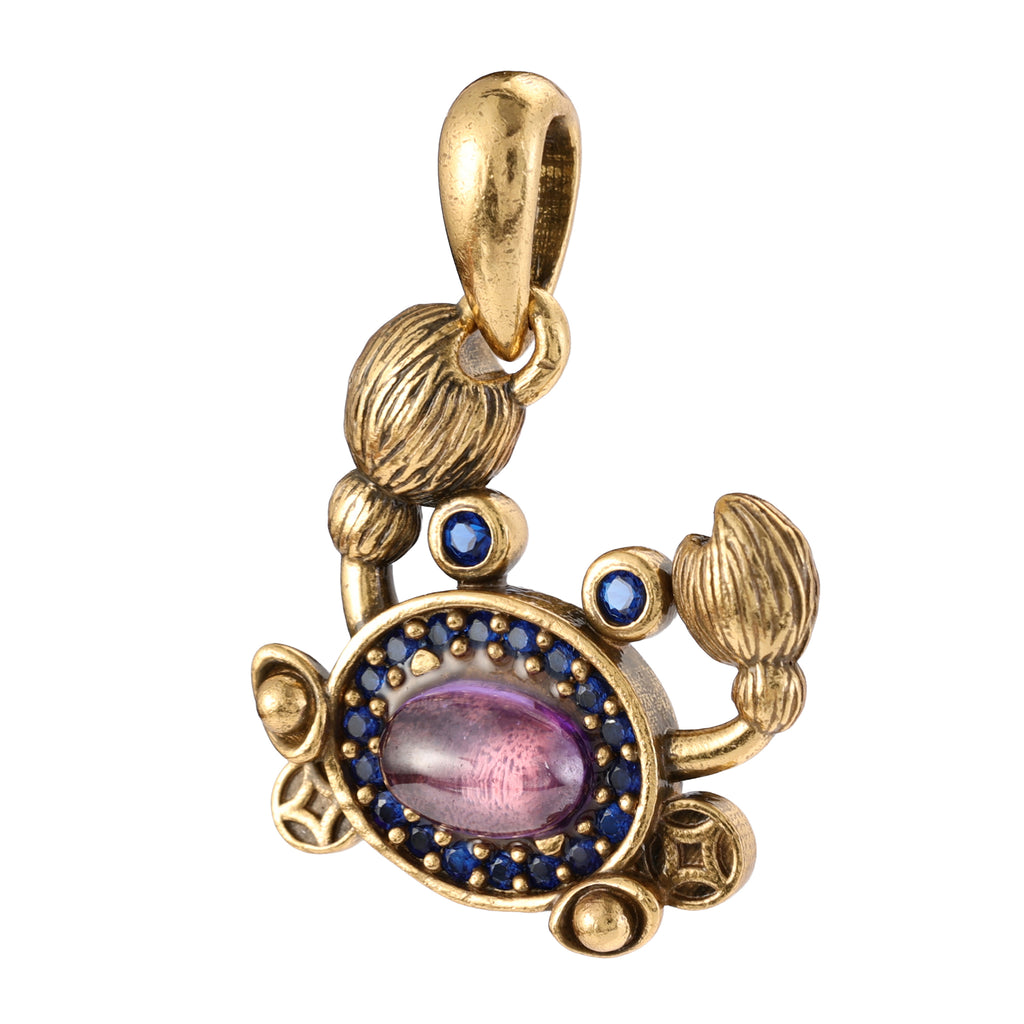 Crab Gemstone Statement Pendant