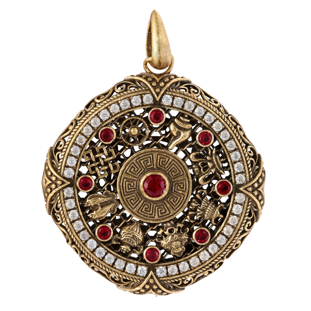 Red Stone Ornate Medallion Pendant